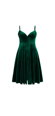 Cider Green Velvet Button Dress