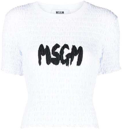 MSGM logo-print Shirred T-shirt - Farfetch