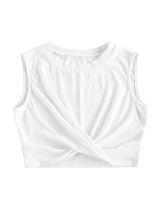 [31% OFF] [HOT] 2020 ZAFUL Ribbed Twisted Crop Tank Top In WHITE | ZAFUL