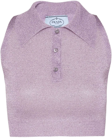 Prada lurex-knit Cropped Polo Shirt - Farfetch