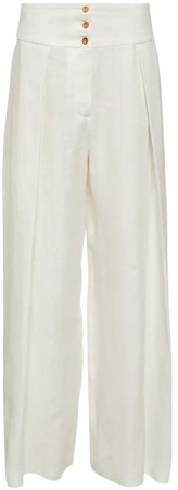 High Waisted Wide Leg Linen Pants in White - Loro Piana | Mytheresa