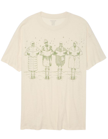 AE Oversized Holiday Skeleton Graphic T-Shirt