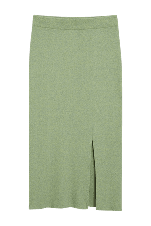 Green ribbed knit pencil skirt - Green flecked - Midi skirts - Monki WW