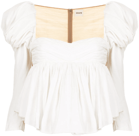 Shop white Khaite Kim satin peplum blouse with Express Delivery - Farfetch