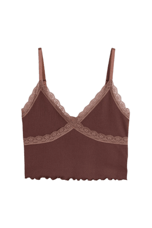 Ribbed Top - Dark brown - Ladies | H&M US