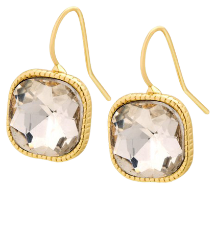 Time and Tru - Imitation Gold rounded square cast setting fishhook earrings with glass crystal stone center. - Walmart.com - Walmart.com