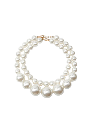 LARGE PEARL DOUBLE NECKLACE - Golden | ZARA United States