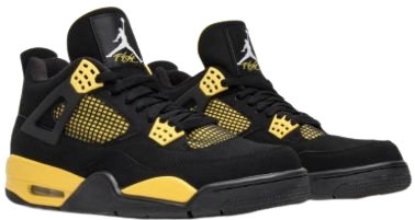 yellow and black lightening Jordan 4s