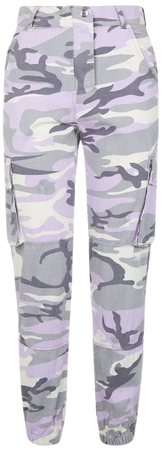 Lilac Camo Print Utility Trousers | New Look