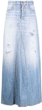 Shop Dsquared2 distressed denim maxi skirt with Express Delivery - FARFETCH