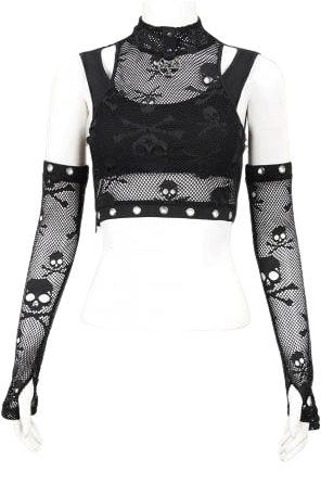 Devil Fashion Magick Skull Sleeve Top | Attitude Clothing