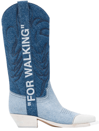 Shop blue Off-White denim cowboy boots with Express Delivery - Farfetch