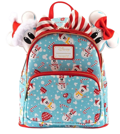 Amazon.com: Loungefly Disney Christmas Mickey and Minnie Snowman AOP Womens Double Strap Shoulder Bag Purse with Ears Headband : Clothing, Shoes & Jewelry