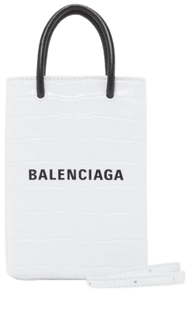 Shopping Croc-Effect Leather Phone Holder By Balenciaga | Moda Operandi