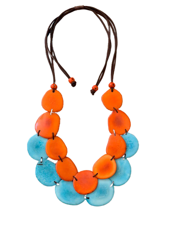 Orange and Turquoise Tagua Necklace Tagua Bib Necklace Tagua | Etsy