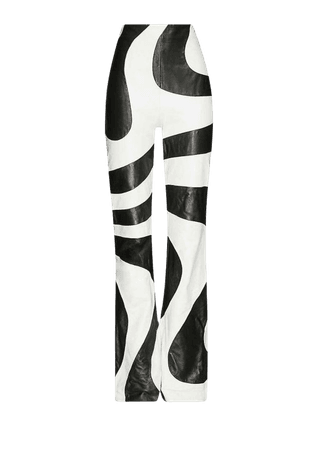 16ARLINGTON Twiggy Flared High-rise black and white leather pants