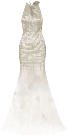 Oscar De La Renta appliqué-detail Long Dress - Farfetch