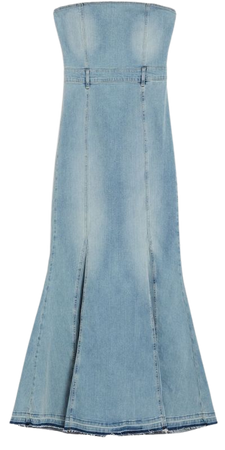Long bandeau denim dress - Denim - Woman | Bershka