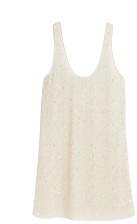 Bead-embellished Mini Dress - Cream - Ladies | H&M US