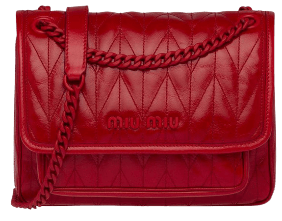 Shop red Miu Miu lettering logo quilted-effect shoulder bag with Express Delivery - Farfetch