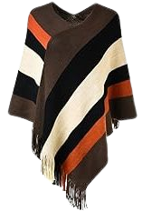 Ferand Women's Casual Striped Poncho Sweater Versatile Fringe Shawl Wrap for Fall Winter, One Size, Brown & Black at Amazon Women’s Clothing store