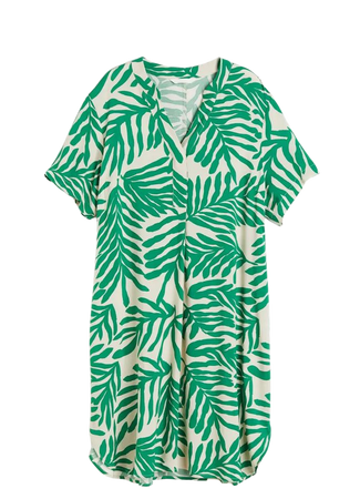 V-neck Tunic - Green/leaf-patterned - Ladies | H&M US