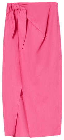 Semi-long linen skirt with knot - Skirts - Woman | Bershka