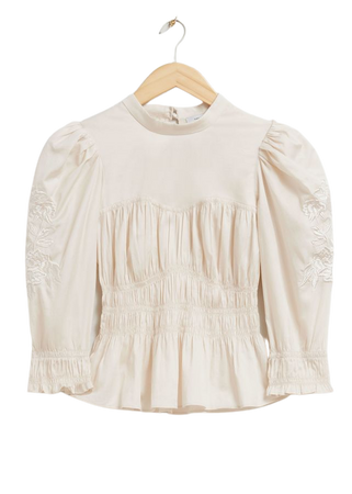 Puff Sleeve Peplum Blouse - Cream - Blouses - & Other Stories US