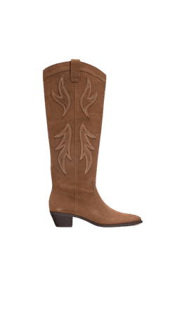 Leather cowboy boots - Women's Just in | Stradivarius United States