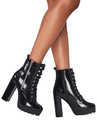 Platform Ankle Lace Up Block Heel Boots