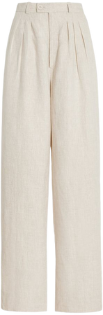 Posse Exclusive Louis Pleated Linen Wide-Leg Trousers By Posse | Moda Operandi