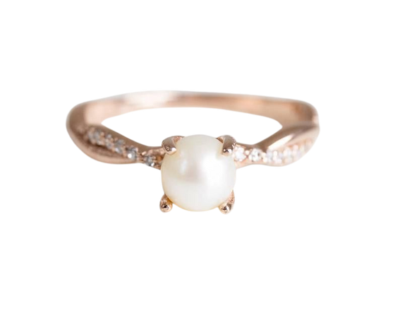 Pearl Engagement Ring Rose Gold Engagement Ring Unique | Etsy