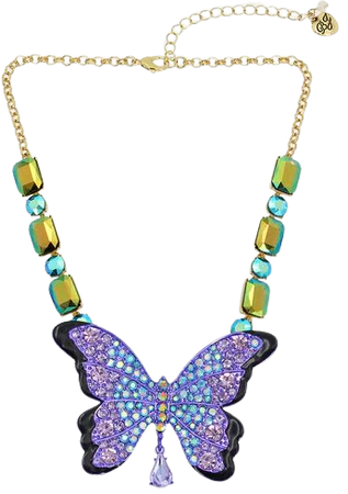 ALL A FLUTTER BUTTERFLY STONE PENDANT NECKLACE PURPLE | Butterfly Necklaces – Betsey Johnson