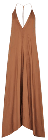 Mabel Caramel Plunge Neck Maxi Dress – REISS