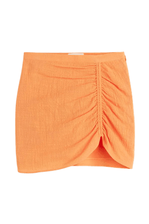 Gathered crêpe skirt - Orange - Ladies | H&M US