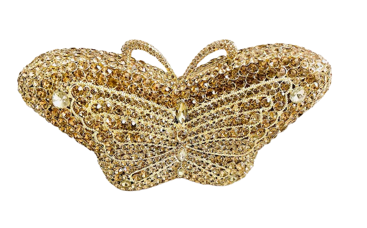 Rhinestone butterfly clutch bag