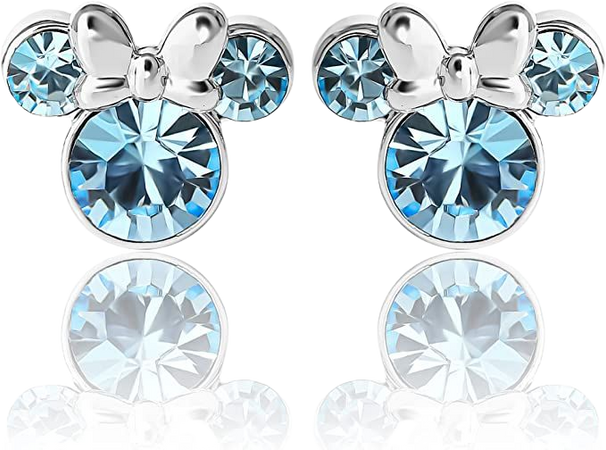 Amazon.com: Disney Womens Minnie Mouse March Birthstone Stud Earrings - Minnie Mouse Earrings - Disney Jewelry (March-Aquamarine Crystal): Clothing, Shoes & Jewelry