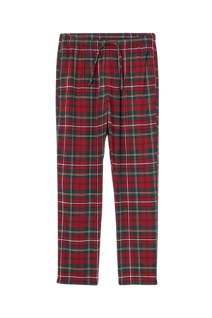 Flannel pyjama bottoms - Red/Green checked - Men | H&M