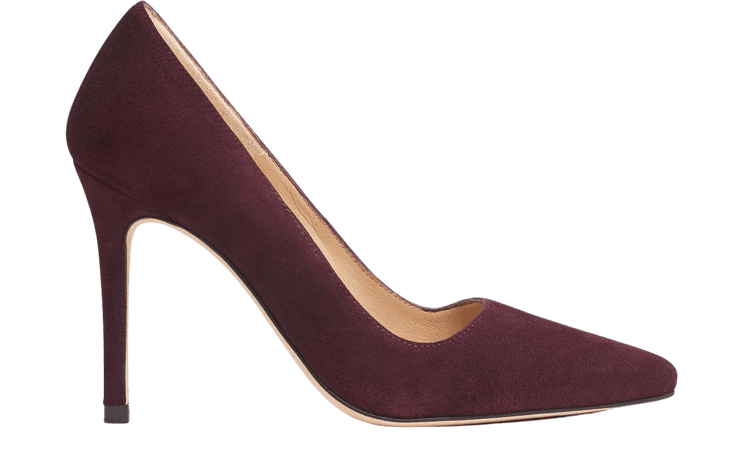 Katie Burgundy Suede Pointed Toe Courts | Shoes | L.K.Bennett