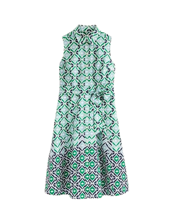 Amy Sleeveless Shirt Dress - Green Tambourine Diamond Wave | Boden US