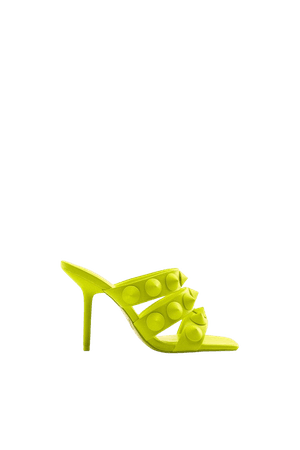 RUBBERIZED STUDDED HEELED SANDALS - Lime Green | ZARA United States