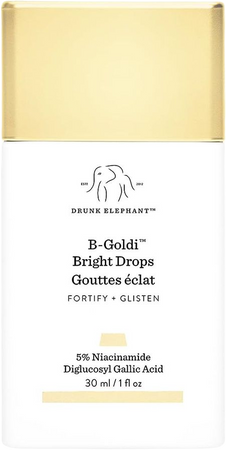 Amazon.com: Drunk Elephant B-Goldi Bright Drops - 1 fl oz - Illuminates Skin & Fades Hyperpigmentation with 5% Niacinamide & Diglucosyl Gallic Acid - Free of Essential Oils, Silicones & Fragrances - Cruelty Free : Beauty & Personal Care