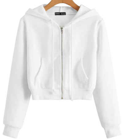 white cropped zip up jacket