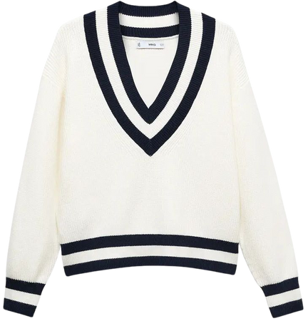 MANGO Contrast Stripe V-Neck Sweater | Nordstrom