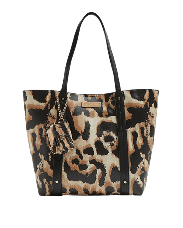 Beige leopard print shopper bag | River Island