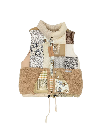 Beige and Sherpa Block Vest — AARON ASUNSOLO