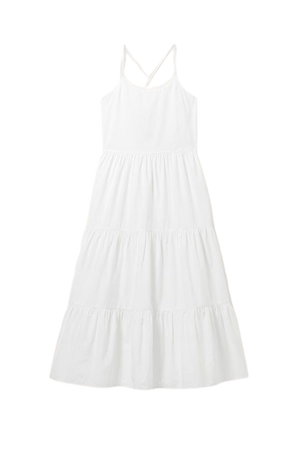 Tiered Poplin Maxi Dress - White - Monki WW