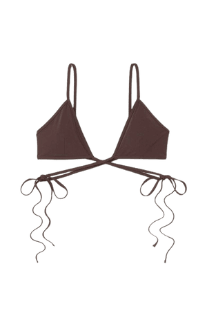 Tie-detailed Triangle Bikini Top - Brown