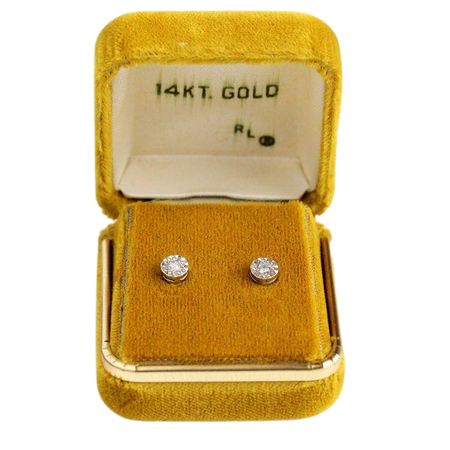 Genuine Diamond Earrings Retro 14k White Gold Post Pierced | Etsy