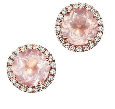 Rose Quartz Diamond & Rose Gold Stud Earrings